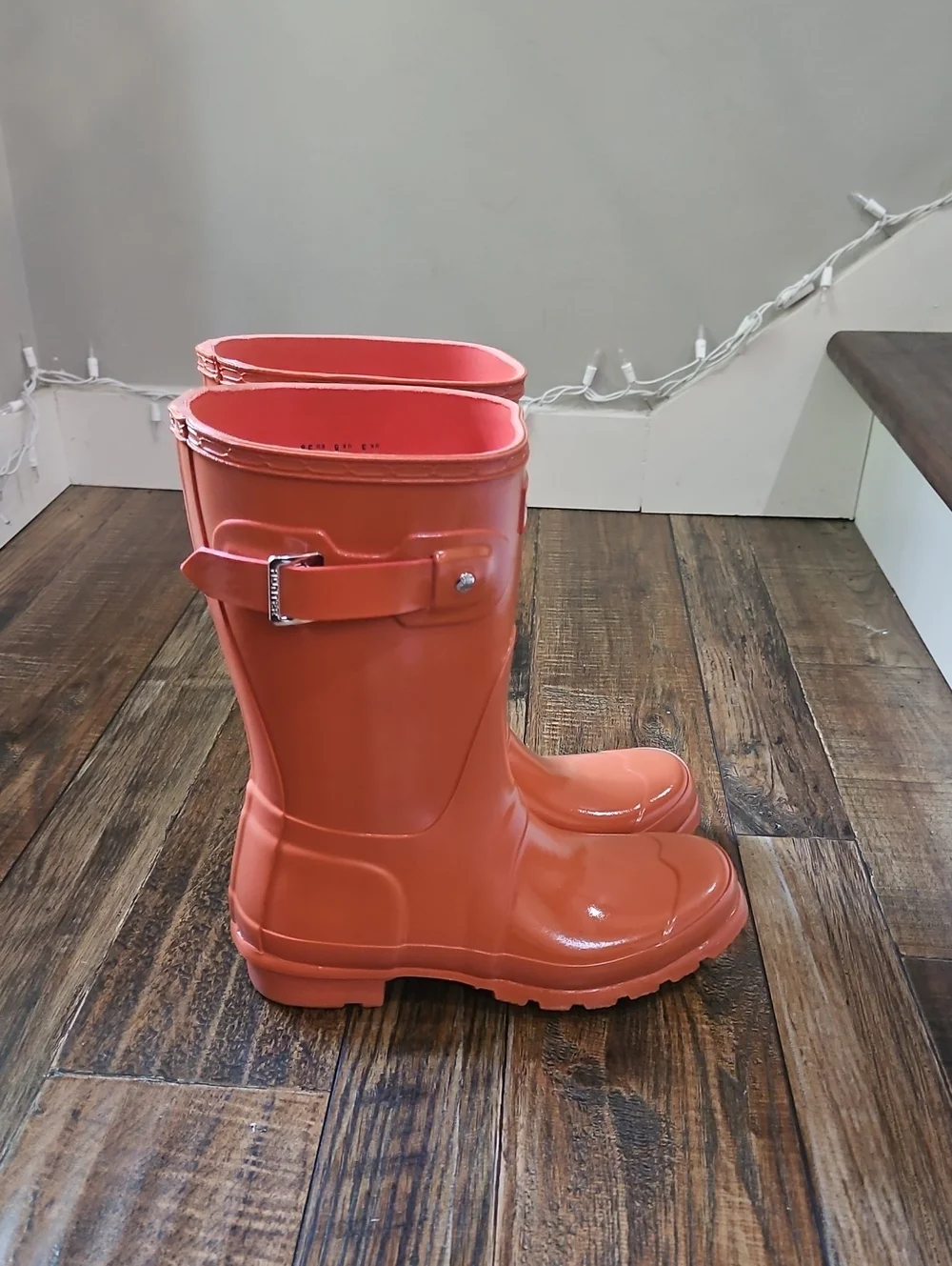 New!!  Hunter Waterproof Women's Glossy Orange All Weather Rubber Rain Boots